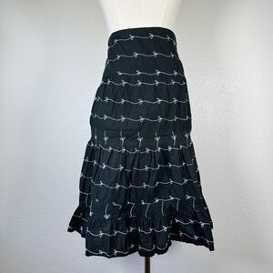 Vintage Mossimo Black Tiered Midi Skirt Plus 18W Cotton Embroidered Bows Lace